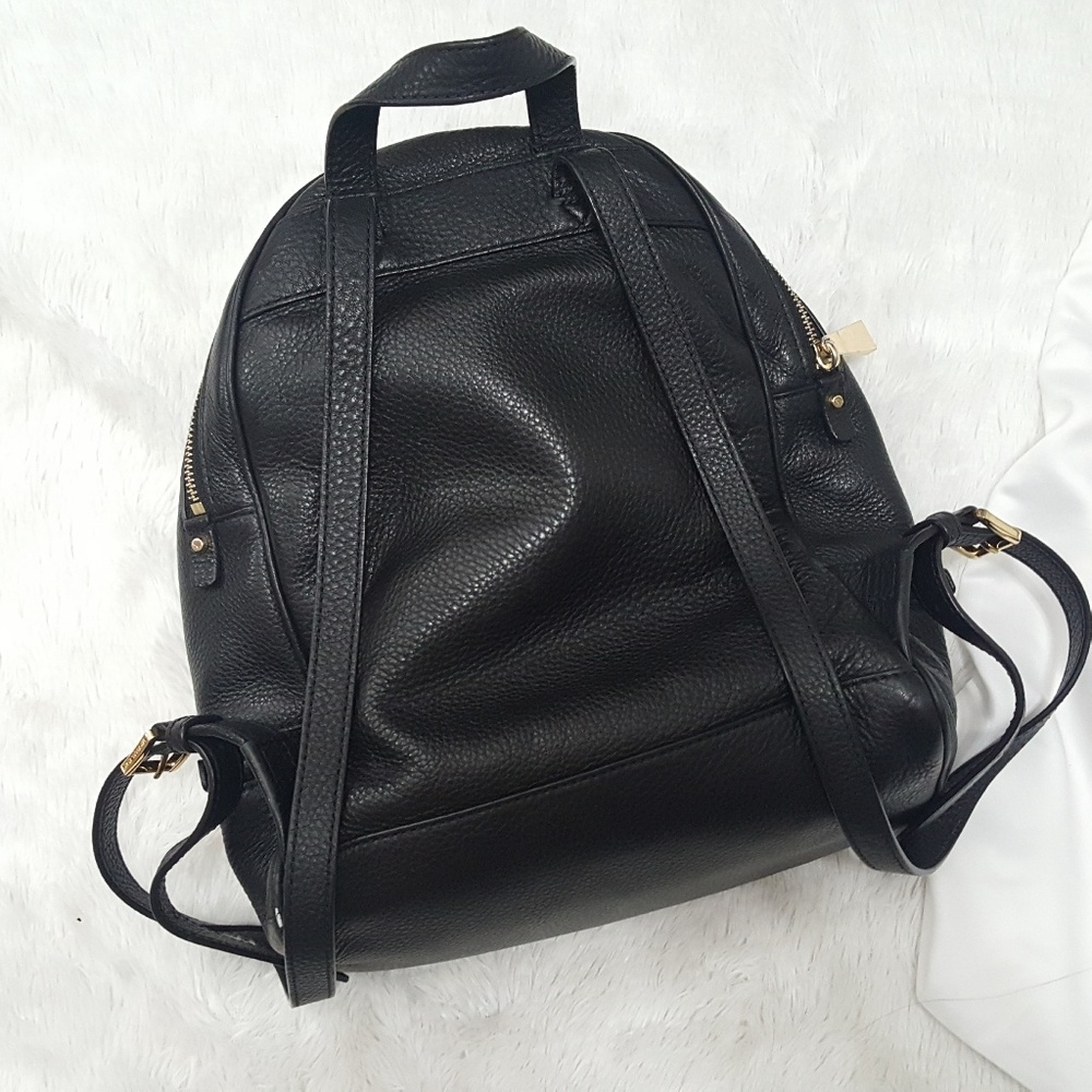 āSOLDāMichael Kors "Rhea" Black Leather Backpack - Picture 4 of 8
